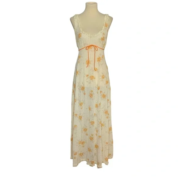 Vintage floral peignoir nightgown/robe 2 piece set, S - Picture 8 of 14